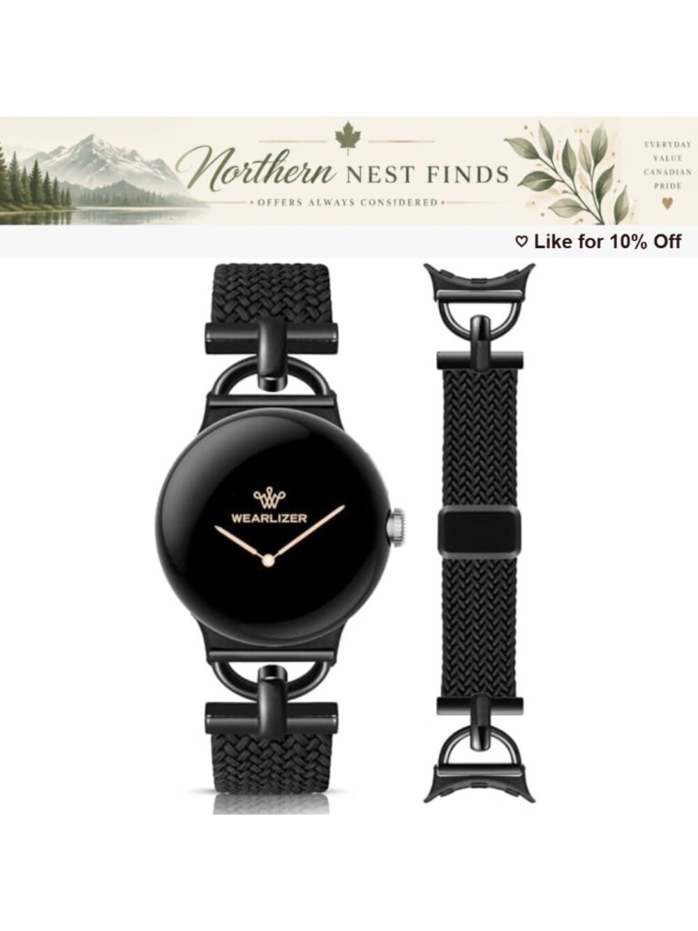Braided Leather Watch Band D-Buckle for Google Pixel Smartwatch